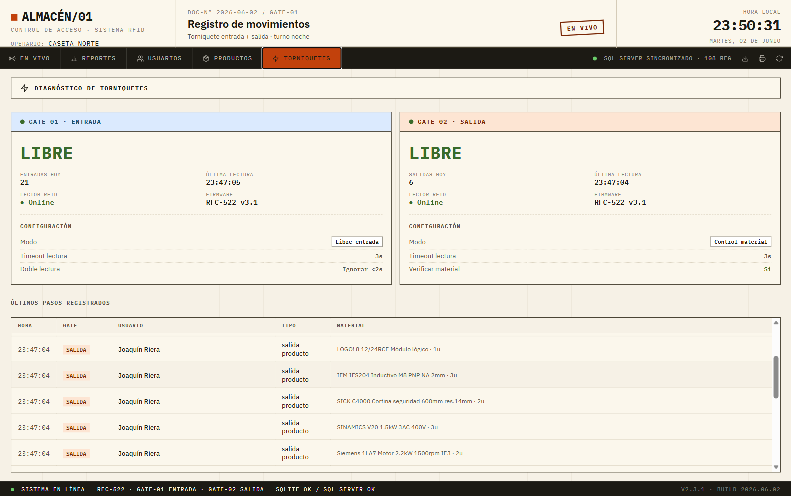 Control de acceso y materiales en almacen centralizado — Screenshot 9