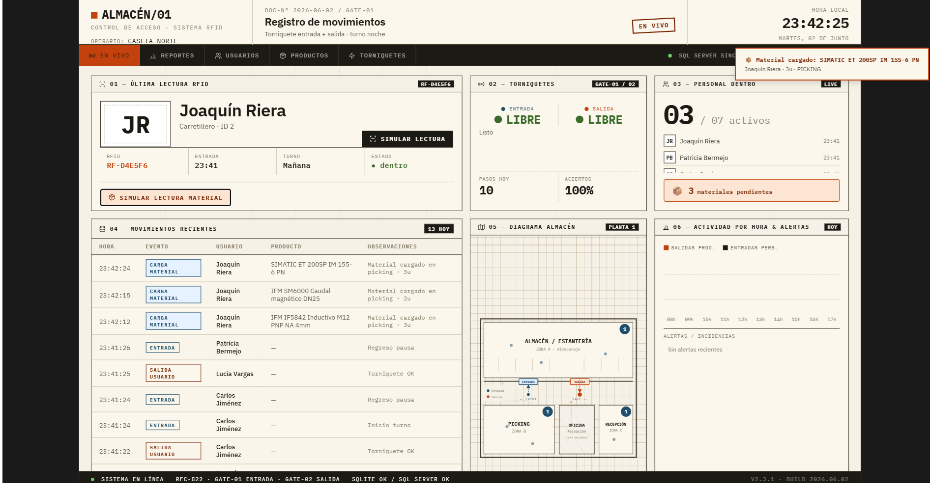 Control de acceso y materiales en almacen centralizado — Screenshot 2