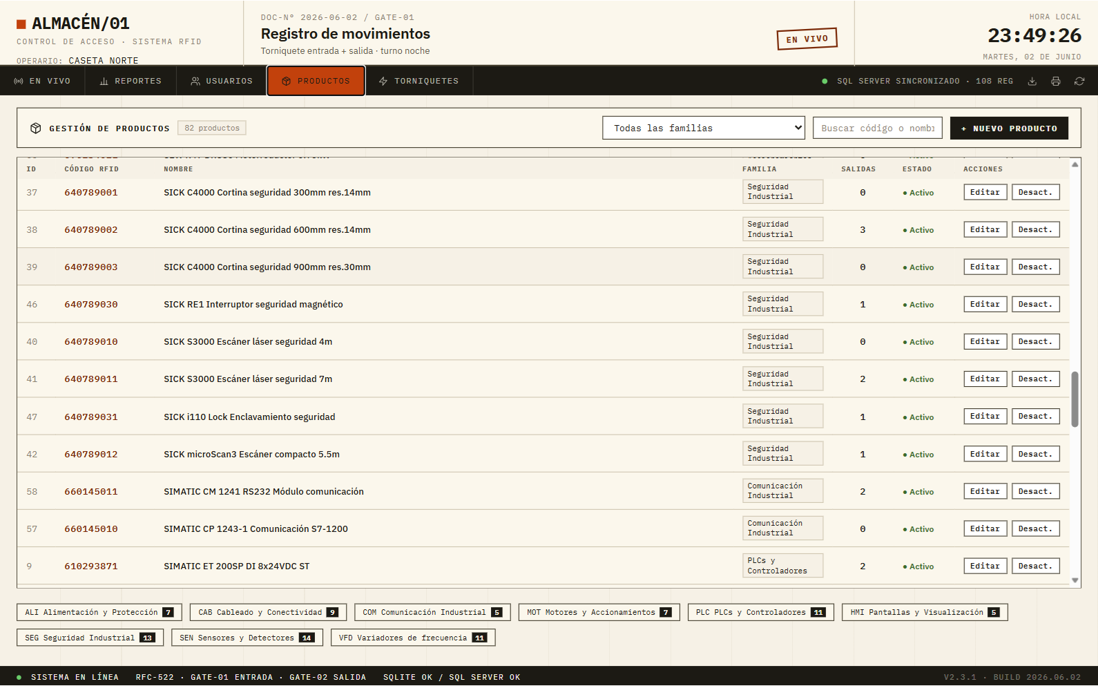 Control de acceso y materiales en almacen centralizado — Screenshot 8
