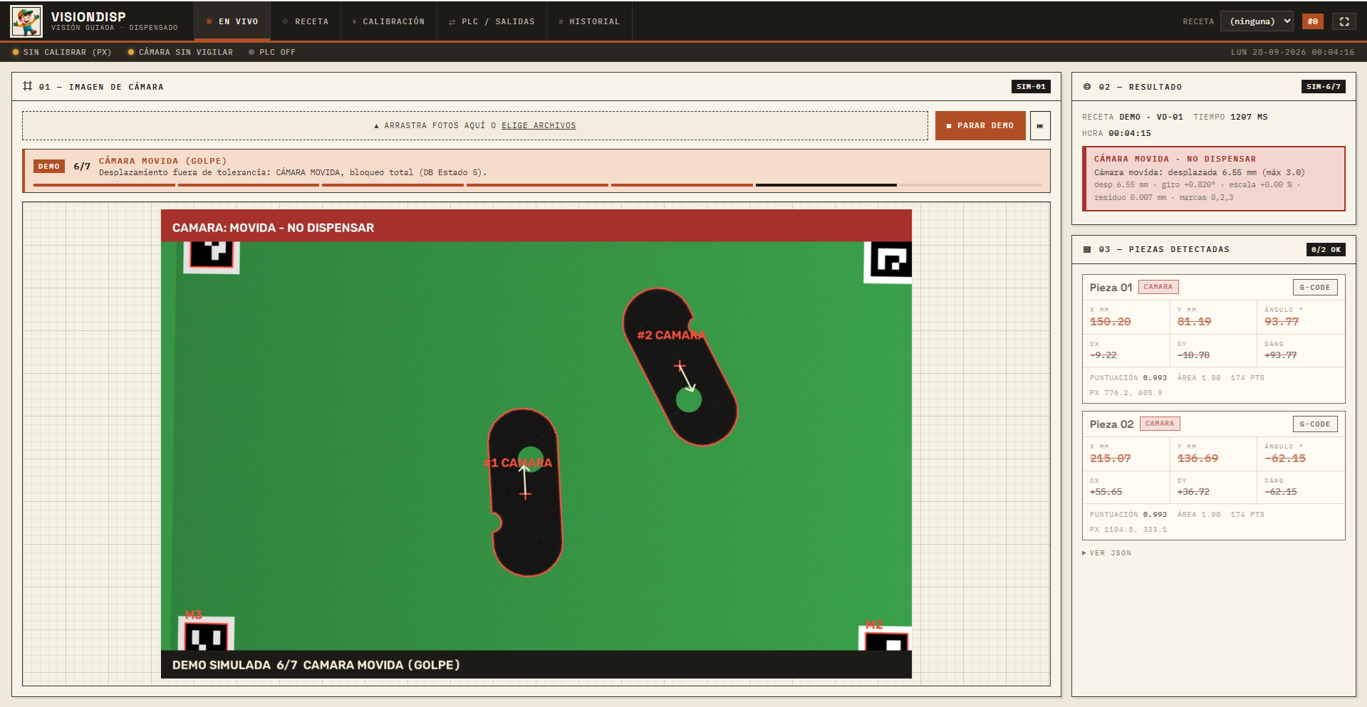 Captura de cordenadas en objetos mediante vision artificial — Screenshot 2
